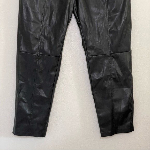 Current Air Faux Leather High Rise Tie Waist Cropped Trouser Pant Black Medium - Picture 10 of 16